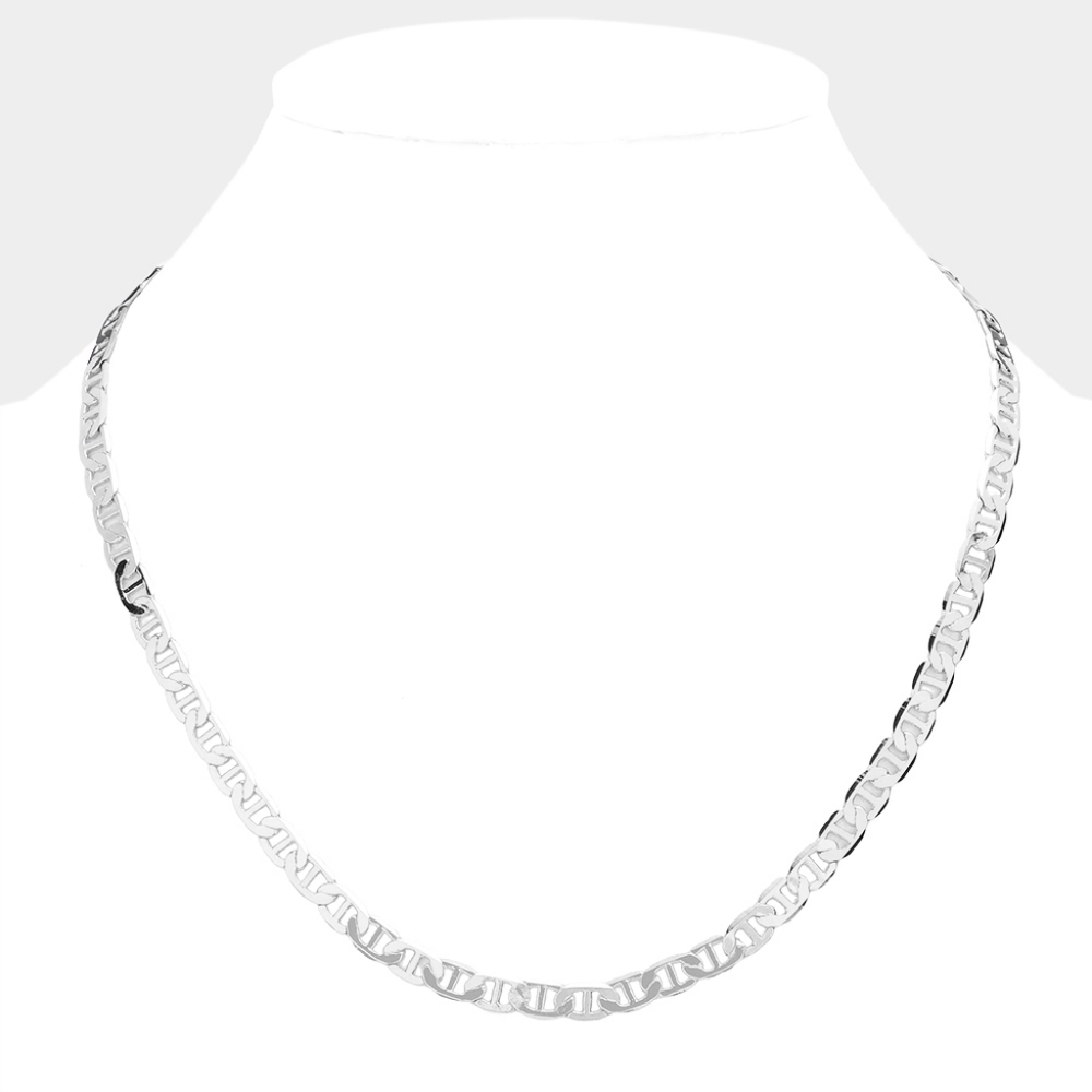 Silver Mariner Link 20" 6mm Necklace Chain Simple Casual Jewelry Metal